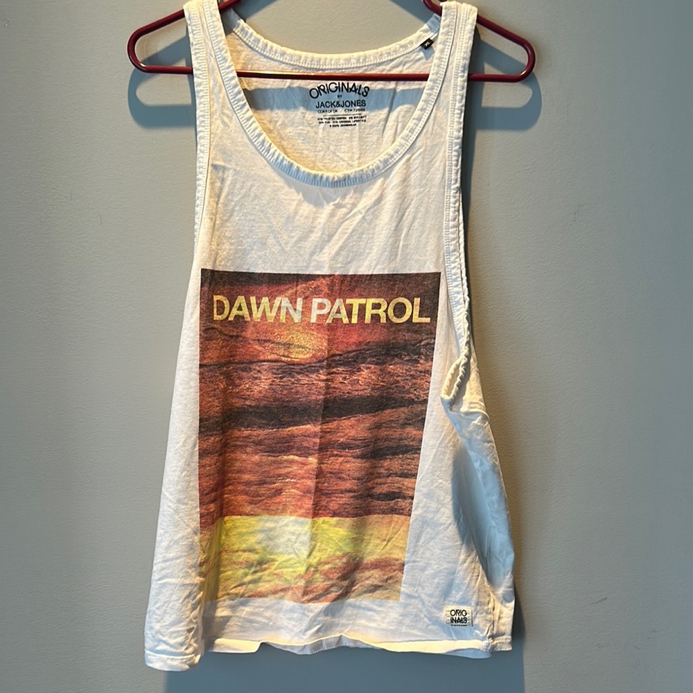 Jack & Jones Cream Orange Graphic Sleeveless Tank Top